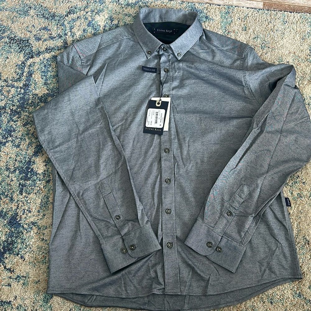 NWT Nordstrom Stone Rose Dry Touch Brushed Cotton Flannel Soft Button Down